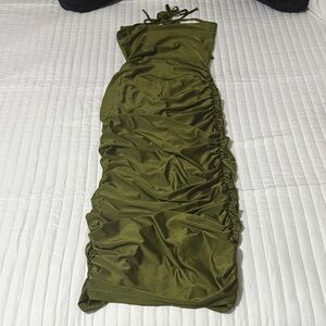 SHEIN Olive Green Backless Dress